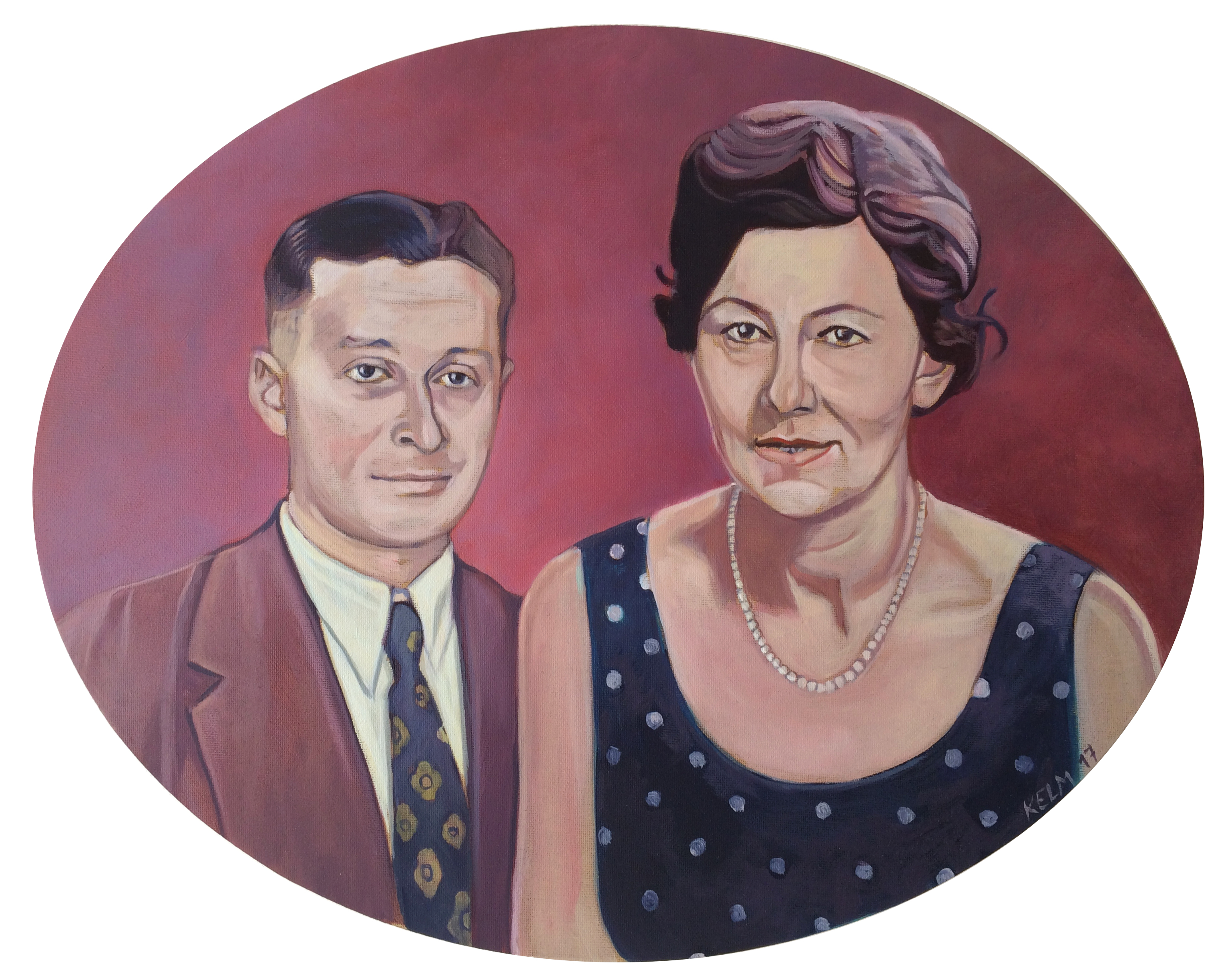 Edith und Helmuth, 2017, Öl auf ovaler Leinwand, 40 x 50 cm